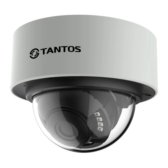 Tantos TSi-Vn425VPZ (2.8-12) IP 4 мегапиксельная миниатюрная купольная уличная антивандальная камера с аналитикой и моторизированным вариофокальным объективом (4 Mp)