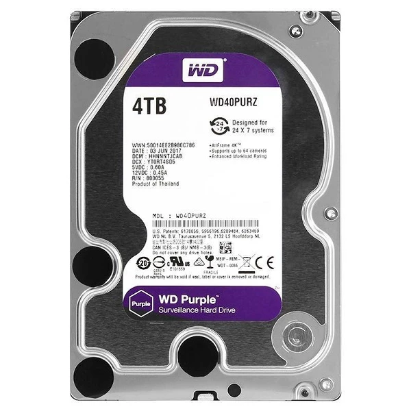 WD40PURZ Жесткий диск WD Purple , 4Тб, HDD, SATA III, 3.5"